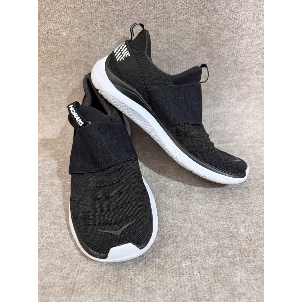 HOKA One One Hupana Slip Running Shoes Womens 7.5 Black Knit Sneakers